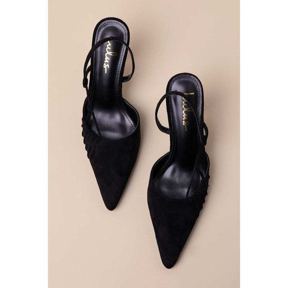Marloww Black Suede Pleated Slingback Pumps BRAND NEW NEVER WORN